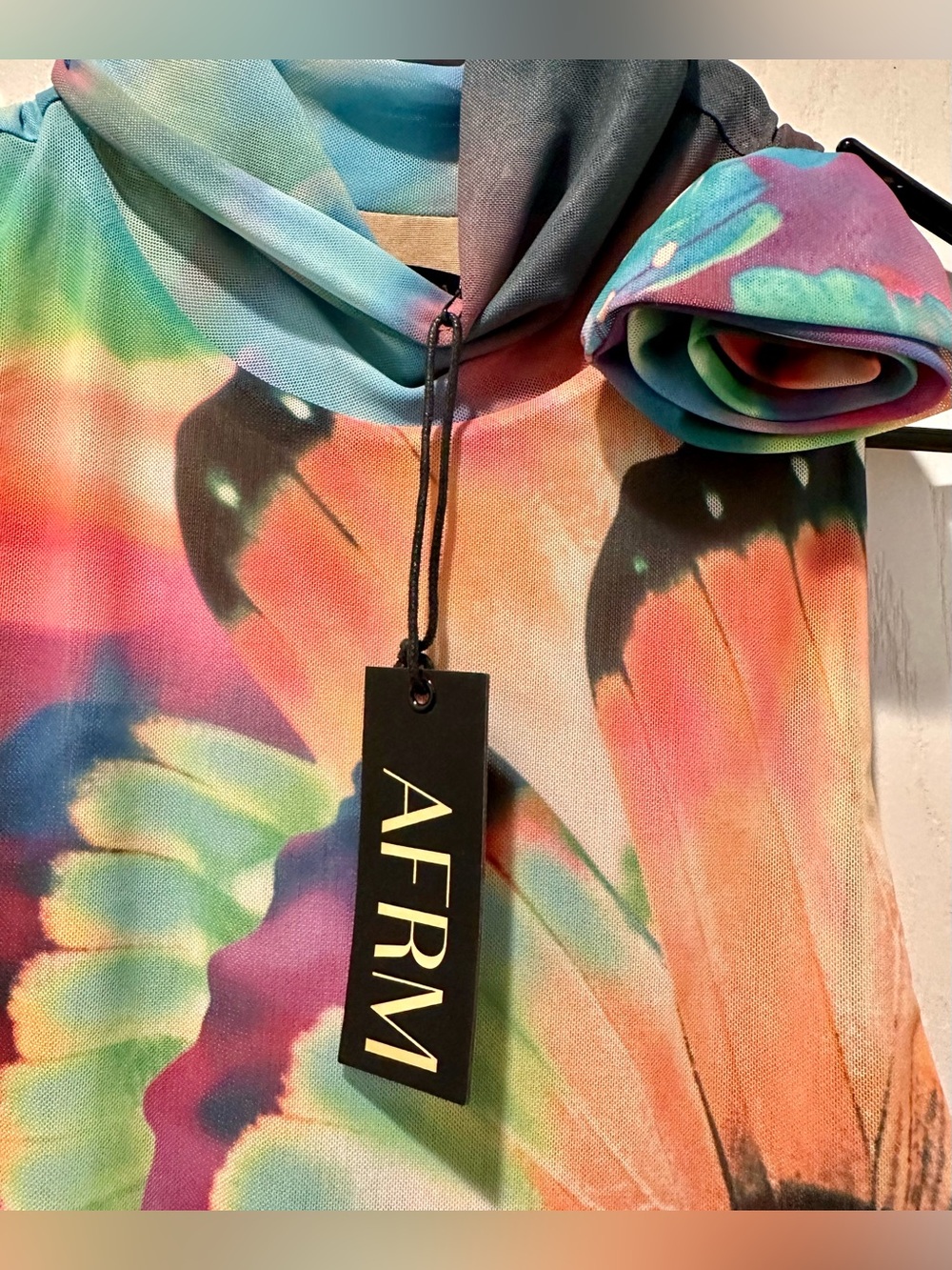 AFRM Fiorella Rosette Body-Con Dress in Abstract Butterfly Print ZB2 - Picture 11 of 11